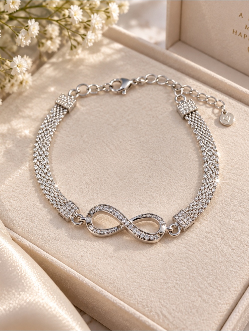 Silver Infinity Crystal Bracelet - Women's Jewelry